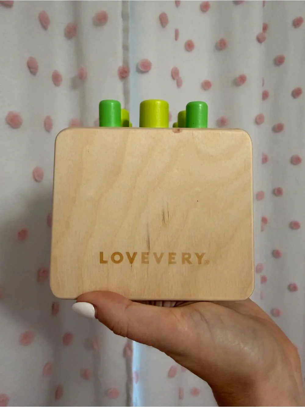Lovevery Wooden Posting Stand in Green and Yellow Educational Activity Toy